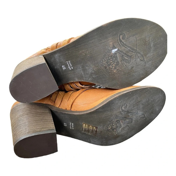 Free People leather tan heeled boot brown size 40 - Picture 6 of 7